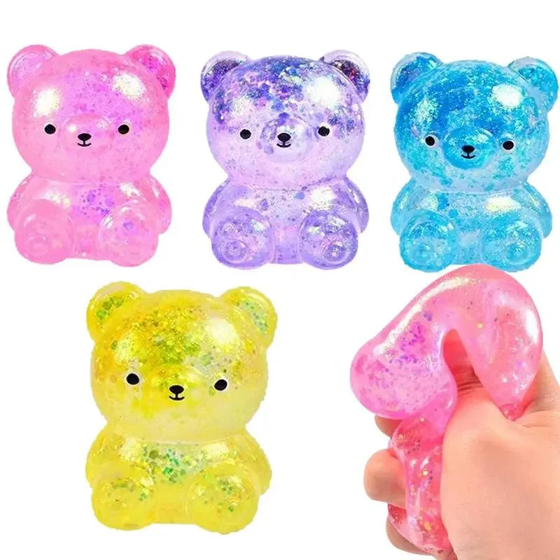 Fidget Bear Toy Squishies Glitter Gummy Bear